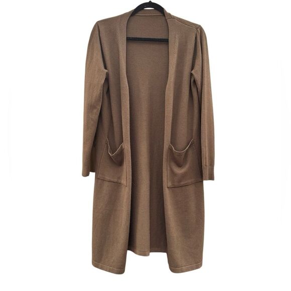 Women's Dark Olive Green Cardigan W/ Metal Hardware Side Slits - Size Small - Picture 1 of 3